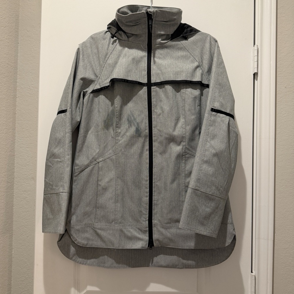 Mondetta Women Jacket Small Medium Grey Windbreaker Hooded Full Zip Rain Outdoor